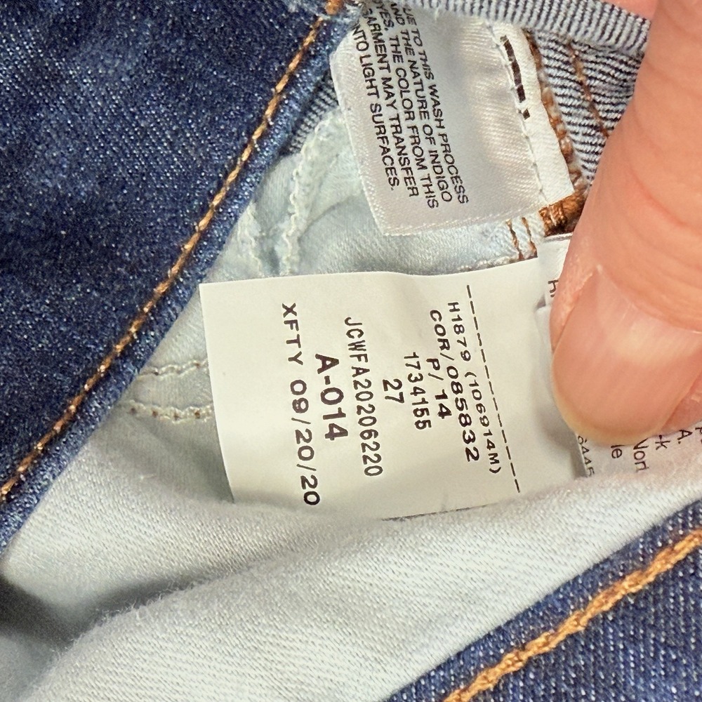 J.CREW Jeans Women's Size 27 9" Toothpick  Stretch Skinny Blue High-rise Zip Fly - Picture 10 of 13